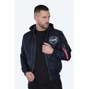 Alpha Industries geacă bomber cu două fețe MA-1 LW HD NASA Glow Rev barbati, culoarea albastru marin, de tranzitie 116106.07-navy