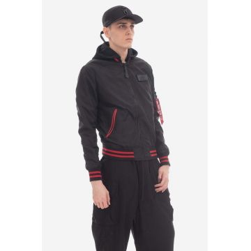 Alpha Industries geacă MA-1 TT Hood Defense 126108 03 barbati, culoarea negru, de tranzitie 126108.03-black