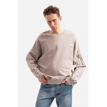 Alpha Industries hanorac de bumbac barbati, culoarea gri, neted 118317.643-grey