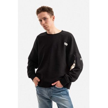 Alpha Industries hanorac de bumbac barbati, culoarea negru, neted 118317.649-black