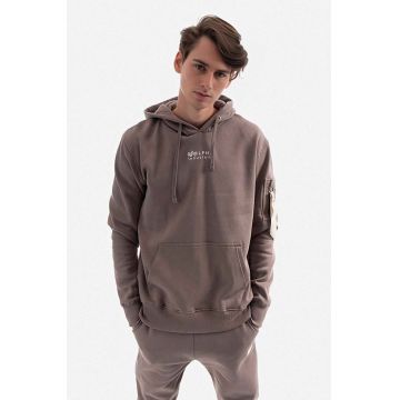 Alpha Industries hanorac de bumbac Organics EMB Hoody bărbați, culoarea bej, cu glugă, cu imprimeu 118350.628-cream