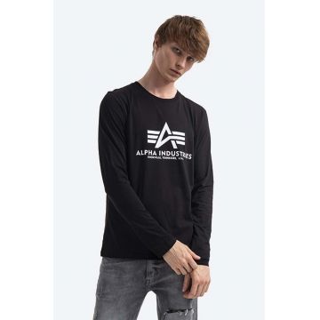Alpha Industries longsleeve din bumbac Basic T - LS culoarea negru, cu imprimeu 100510.03-black