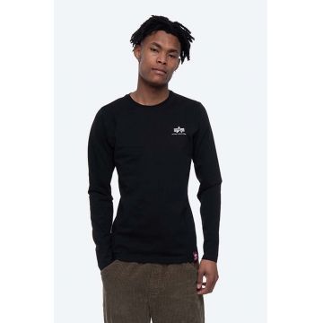 Alpha Industries longsleeve din bumbac culoarea negru, cu imprimeu 116571.03-black