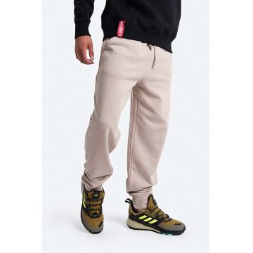 Alpha Industries pantaloni de trening din bumbac culoarea bej, neted 118365.627-beige