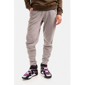 Alpha Industries pantaloni de trening din bumbac culoarea gri, melanj 118365.643-grey