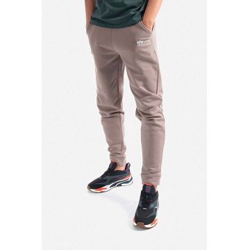 Alpha Industries pantaloni de trening din bumbac culoarea maro, cu imprimeu 118365.628-brown