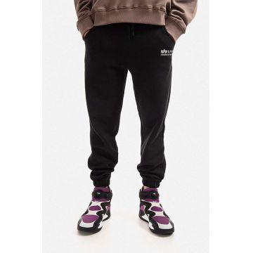 Alpha Industries pantaloni de trening din bumbac culoarea negru, neted 106364.649-black