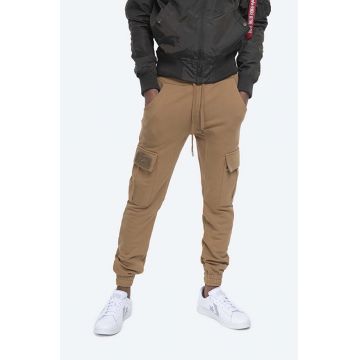 Alpha Industries pantaloni de trening Terry Jogger culoarea maro, cu fason cargo 116204.13-brown