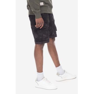 Alpha Industries pantaloni scurți din bumbac Alpha Industries Crew Short Camo 196201 125 culoarea negru 196201.125-black