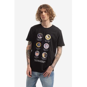Alpha Industries tricou din bumbac Apollo Mission culoarea negru, cu imprimeu 106521.03-black