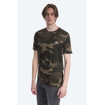 Alpha Industries tricou din bumbac Backprint T Camo culoarea verde, cu model 128507C.239-green