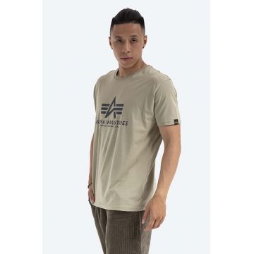 Alpha Industries tricou din bumbac Basic culoarea verde, cu imprimeu 100501.82-green