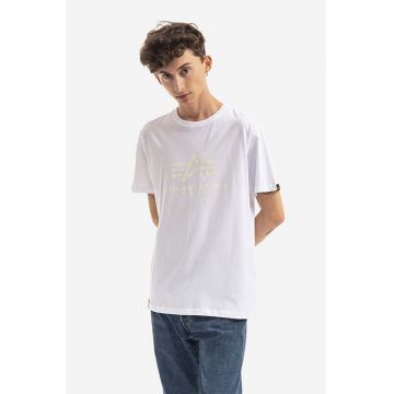 Alpha Industries tricou din bumbac Basic T Kryptonite culoarea alb, cu imprimeu 116521.09-white