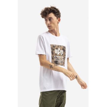 Alpha Industries tricou din bumbac Camo Block culoarea alb, cu imprimeu 198504.09-white