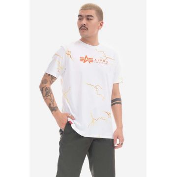 Alpha Industries tricou din bumbac culoarea alb, cu imprimeu 106500.91-BIALA