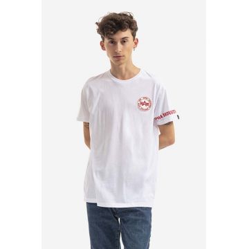 Alpha Industries tricou din bumbac culoarea alb, cu imprimeu 128534.09-white