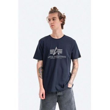 Alpha Industries tricou din bumbac culoarea bleumarin, cu imprimeu 100501RP.07-navy