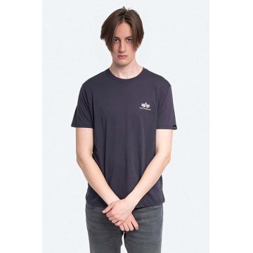 Alpha Industries tricou din bumbac culoarea albastru marin, neted 188505.466-navy