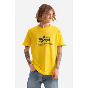 Alpha Industries tricou din bumbac culoarea galben, cu imprimeu 100501.465-yellow