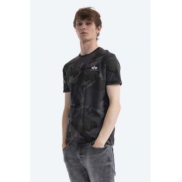 Alpha Industries tricou din bumbac culoarea gri, cu model 128507C.125-grey