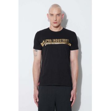Alpha Industries tricou din bumbac culoarea negru, cu imprimeu 126505.583-black