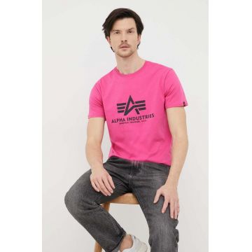 Alpha Industries tricou din bumbac culoarea roz, cu imprimeu
