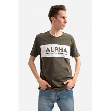 Alpha Industries tricou din bumbac culoarea verde, cu imprimeu 186505.526-green