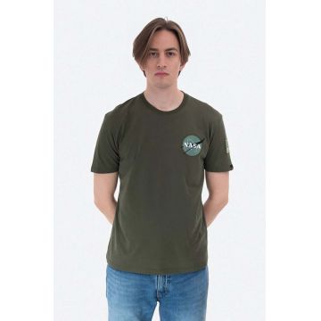 Alpha Industries tricou din bumbac culoarea verde, uni 176507.257-green