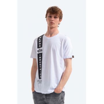 Alpha Industries tricou din bumbac Defense culoarea alb, cu imprimeu 198512.09-white