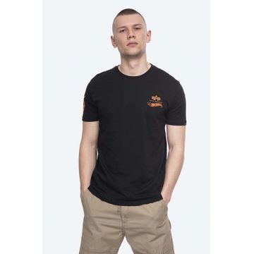 Alpha Industries tricou din bumbac Flame T culoarea negru, cu imprimeu 116531.03-black