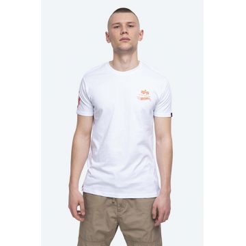 Alpha Industries tricou din bumbac Hot Wheels Flame culoarea alb, cu imprimeu 116531.09-white