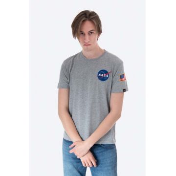 Alpha Industries tricou din bumbac Koszulka Alpha Industries 176507 17 culoarea gri, cu imprimeu 176507.17-grey