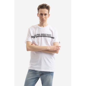 Alpha Industries tricou din bumbac Koszulka Alpha Industries T 126505 92 culoarea alb, cu imprimeu 126505.92-white