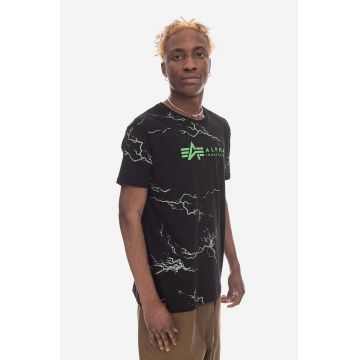 Alpha Industries tricou din bumbac Lightning AOP culoarea negru, modelator 106500.208-black