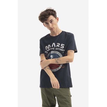 Alpha Industries tricou din bumbac Mission To Mars T culoarea albastru marin, cu imprimeu 126531.07-navy