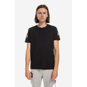 Alpha Industries tricou din bumbac NASA culoarea negru, cu imprimeu 176506.03-black