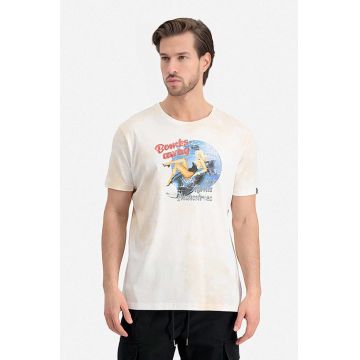 Alpha Industries tricou din bumbac Nose Art T-Shirt culoarea bej, cu imprimeu 106520.300-cream