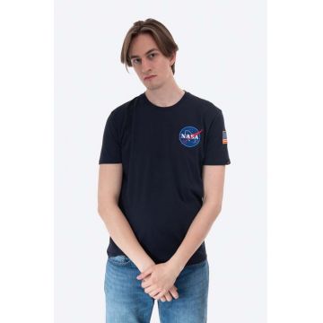 Alpha Industries tricou din bumbac Space Shuttle T culoarea bleumarin, cu imprimeu 176507.07-navy