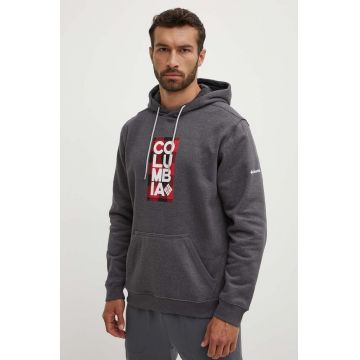 Columbia bluză EM2179 HOODIE bărbați, culoarea gri, cu glugă, uni EM2179-GREY