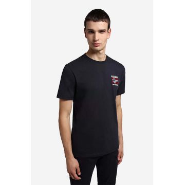 Napapijri tricou din bumbac culoarea albastru marin, neted NA4GBR.176-176