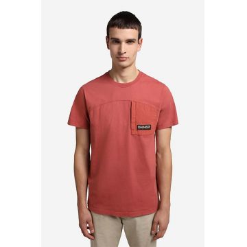 Napapijri tricou din bumbac culoarea rosu, neted NA4G33.RE6-RE6