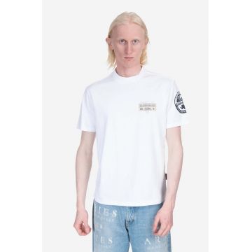 Napapijri tricou din bumbac S-Amundsen barbati, culoarea alb, cu imprimeu NA4H6B-002