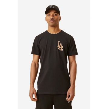 New Era tricou din bumbac Dodgers Metallic Print culoarea negru, cu imprimeu 12893116-black