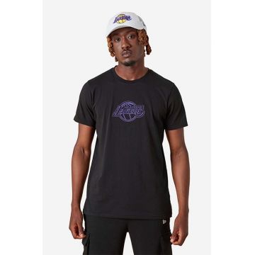 New Era tricou din bumbac NBA Chain Stitch Lakers culoarea negru, cu imprimeu 13083914-black
