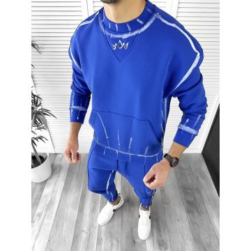 Trening barbati slim fit Pantaloni + Hanorac albastru 3031 75-2