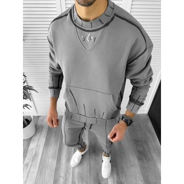 Trening barbati slim fit Pantaloni + Hanorac gri 3031 55-3