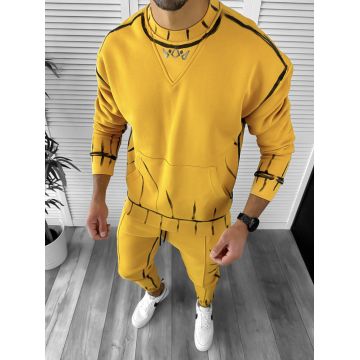 Trening barbati slim fit Pantaloni + Hanorac mustar 3031 37-2.3
