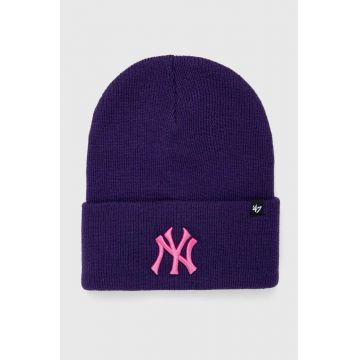 47brand caciula MLB New York Yankees culoarea violet, din tricot gros