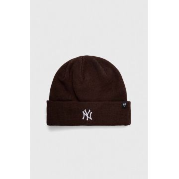 47brand caciula New York Yankees Randle culoarea maro, din tricot gros