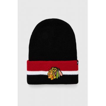 47brand caciula NHL Chicago Blackhawks culoarea negru, din tesatura neteda